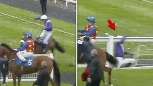Champion Jockey Thrown Off Horse In Scary Video, Goes Face First Into Railing