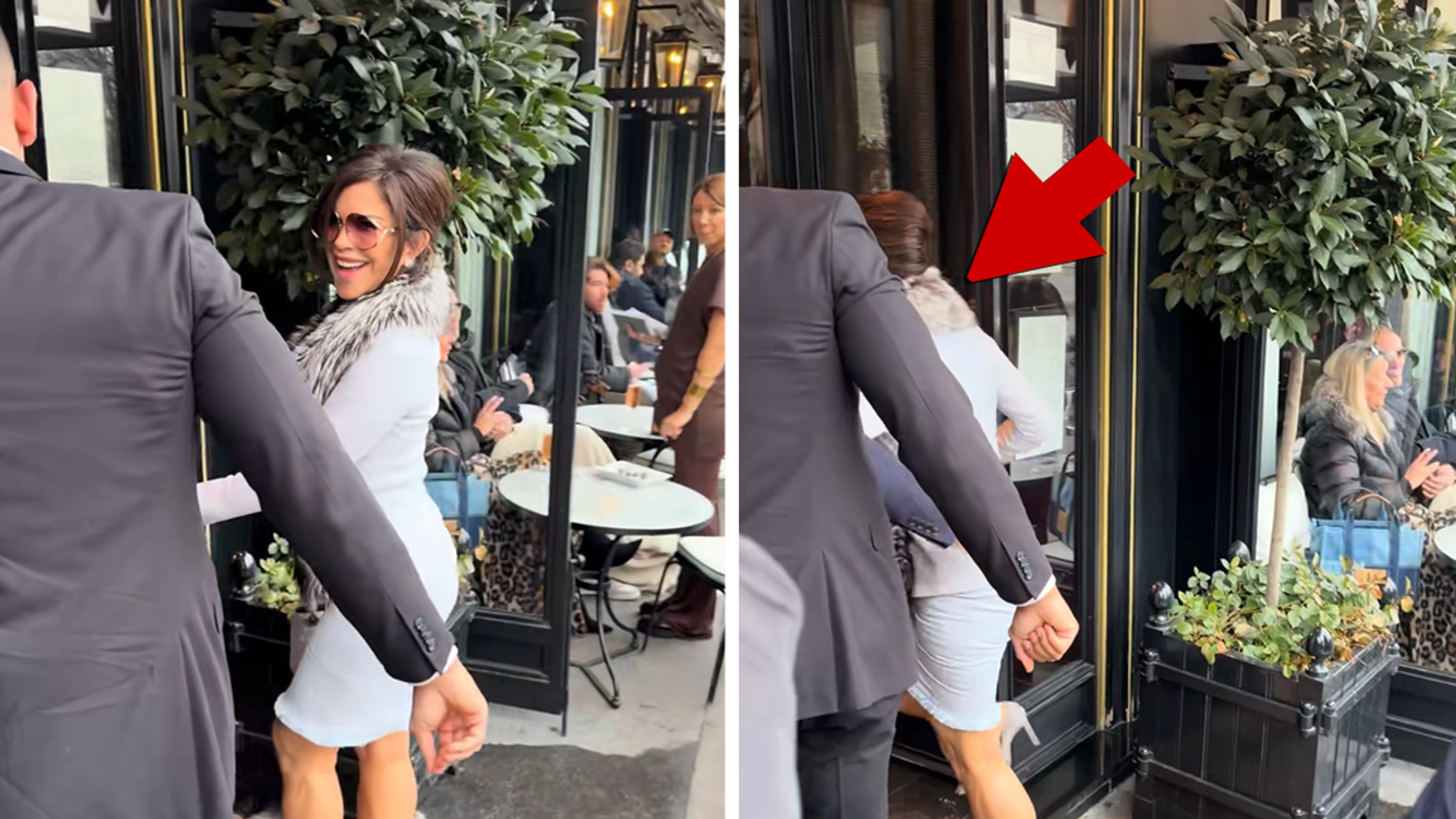 Lauren Sanchez Trips Walking Into Dinner With Jeff Bezos, Video Shows Lauren Sanchez Trips Walking Into Dinner With Jeff Bezos, Video Shows