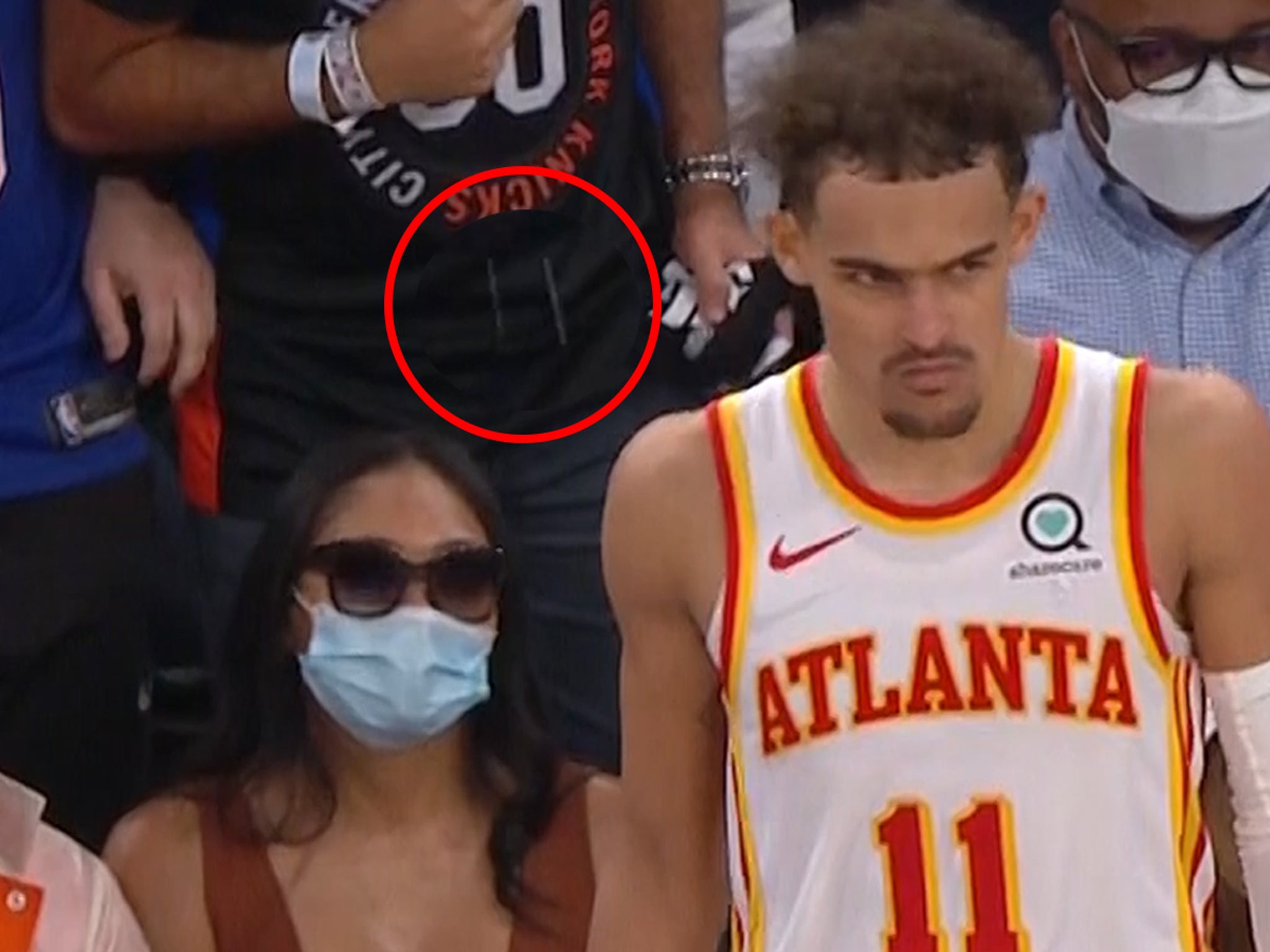 NBA Memes - Trae Young gets spit on by Knicks fan