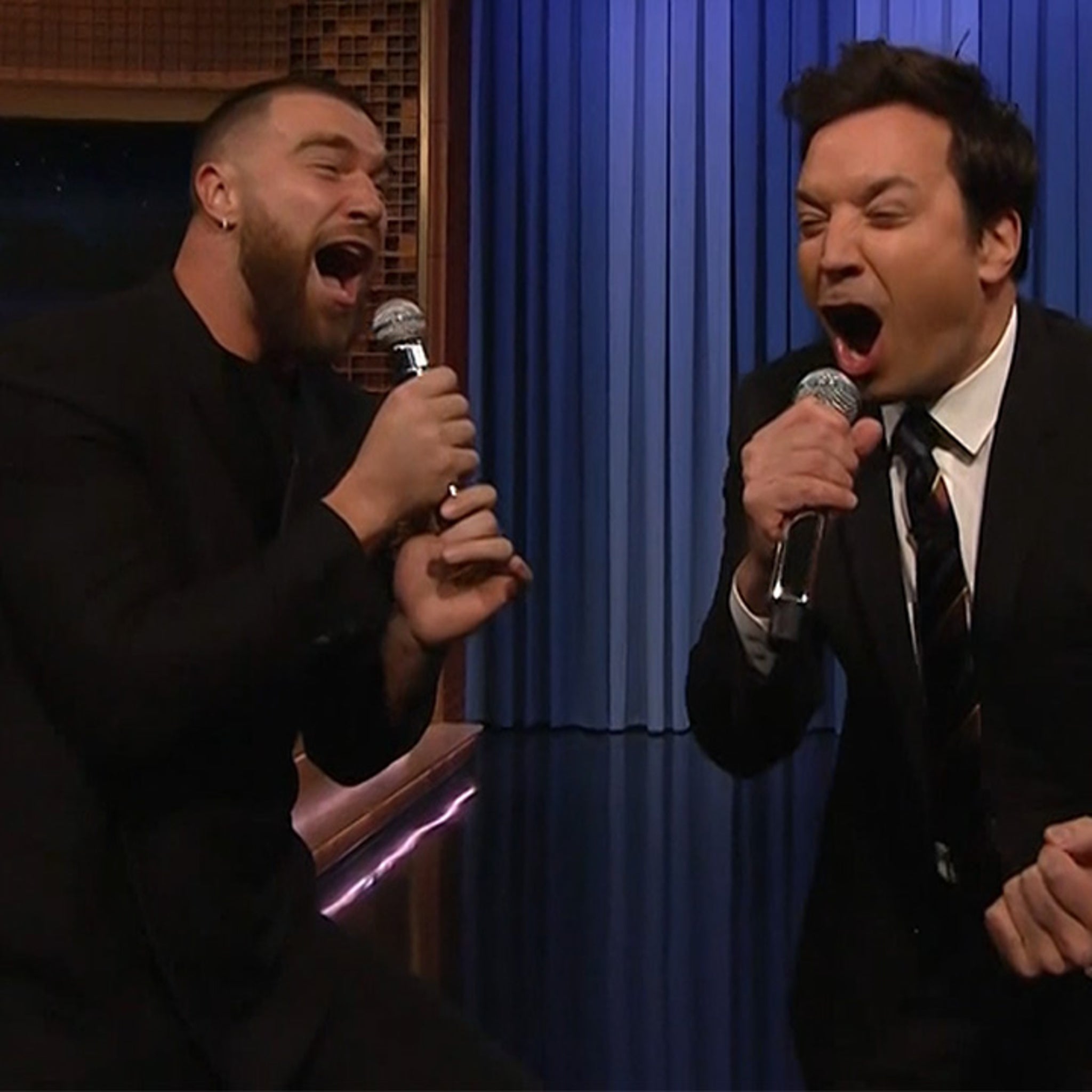Travis Kelce Belts Out 'Fight For Your Right' W/ Jimmy Fallon In Epic  Karaoke Sesh