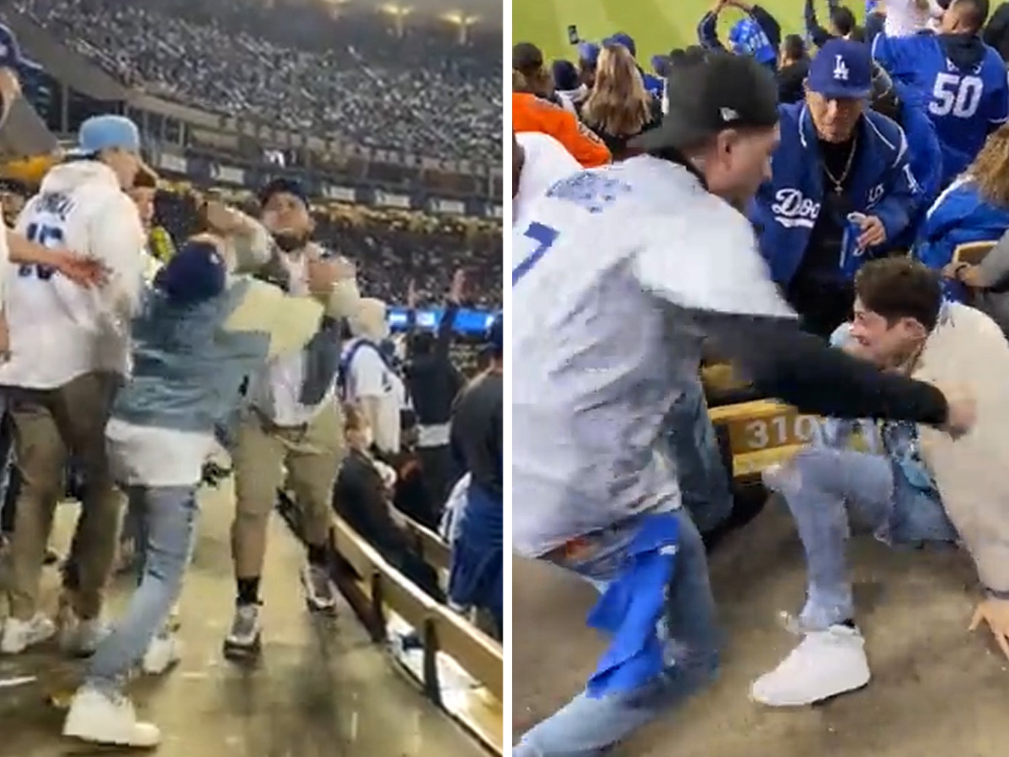 Los Angeles Dodgers fans trade punches and fight among themselves