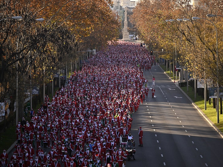 Santa Claus runs Madrid Spain
