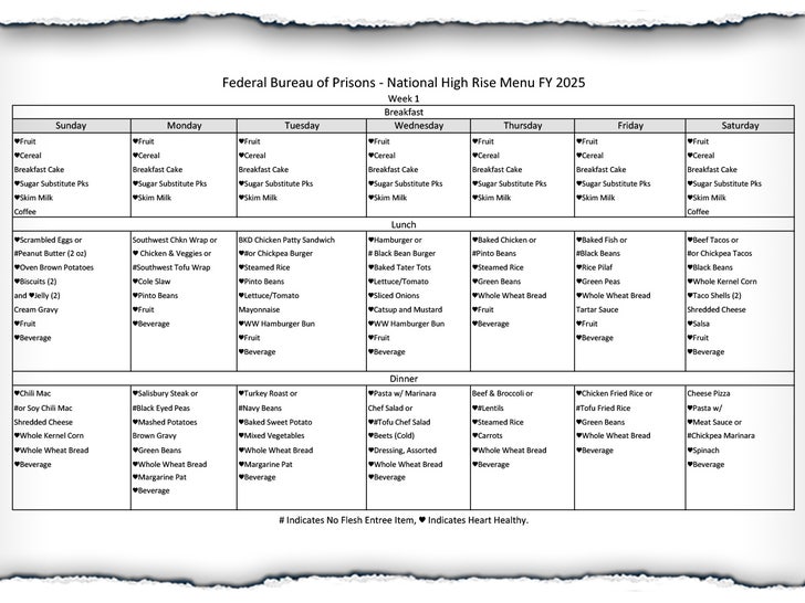 091724 Diddy Prison Meal Schedule Doc Launch