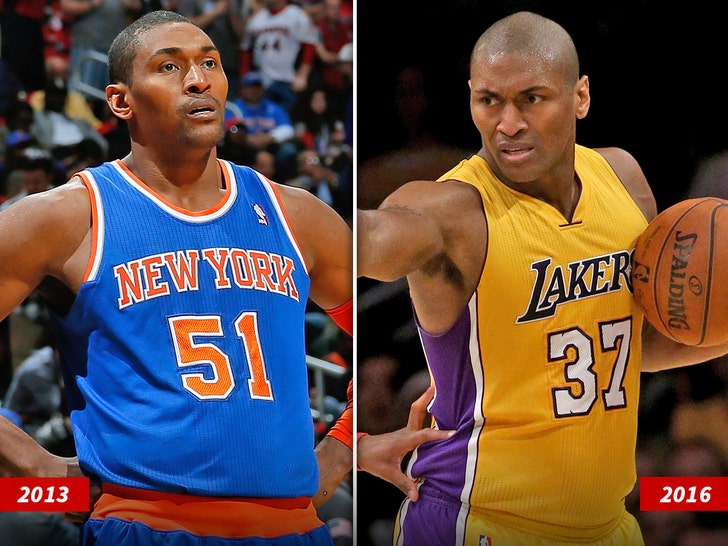 metta world peace knicks lakers split sub getty swipe