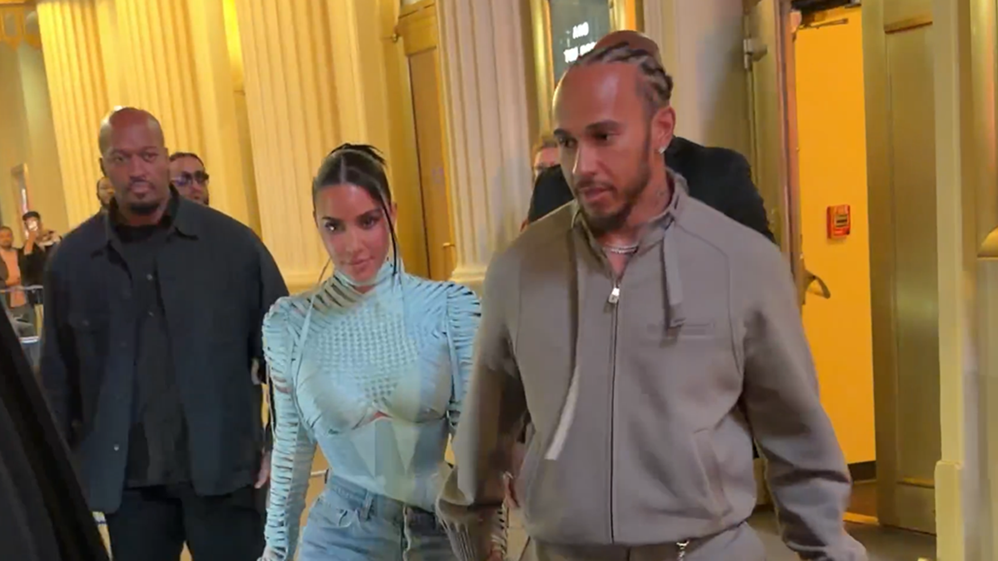 Kim Kardashian Holds Hands With Lewis Hamilton While Leaving Her Broadway Show