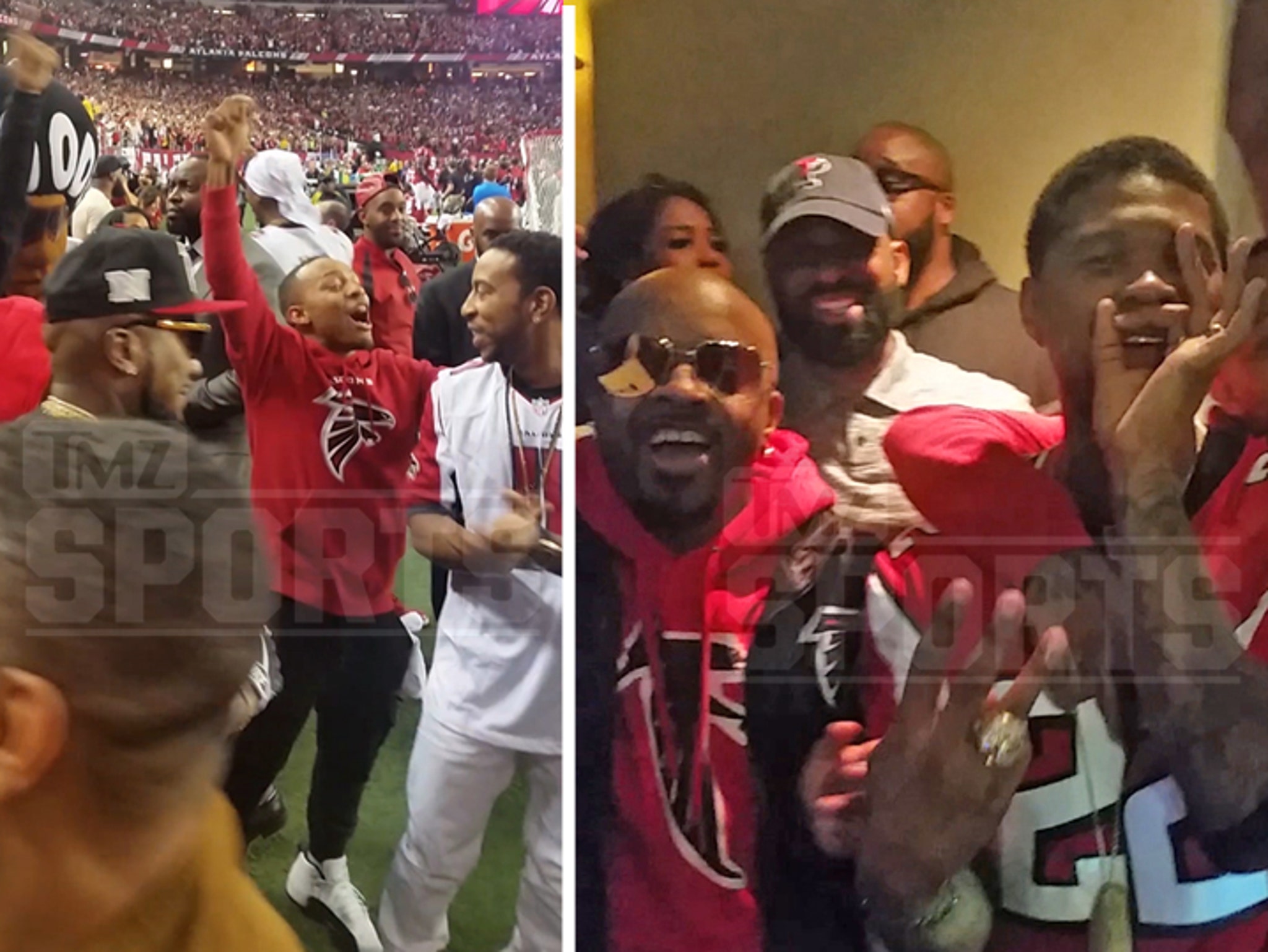 ATL Falcons Sidelines Packed With Huge Stars  Usher, Ludacris, Jeezy  (VIDEO)