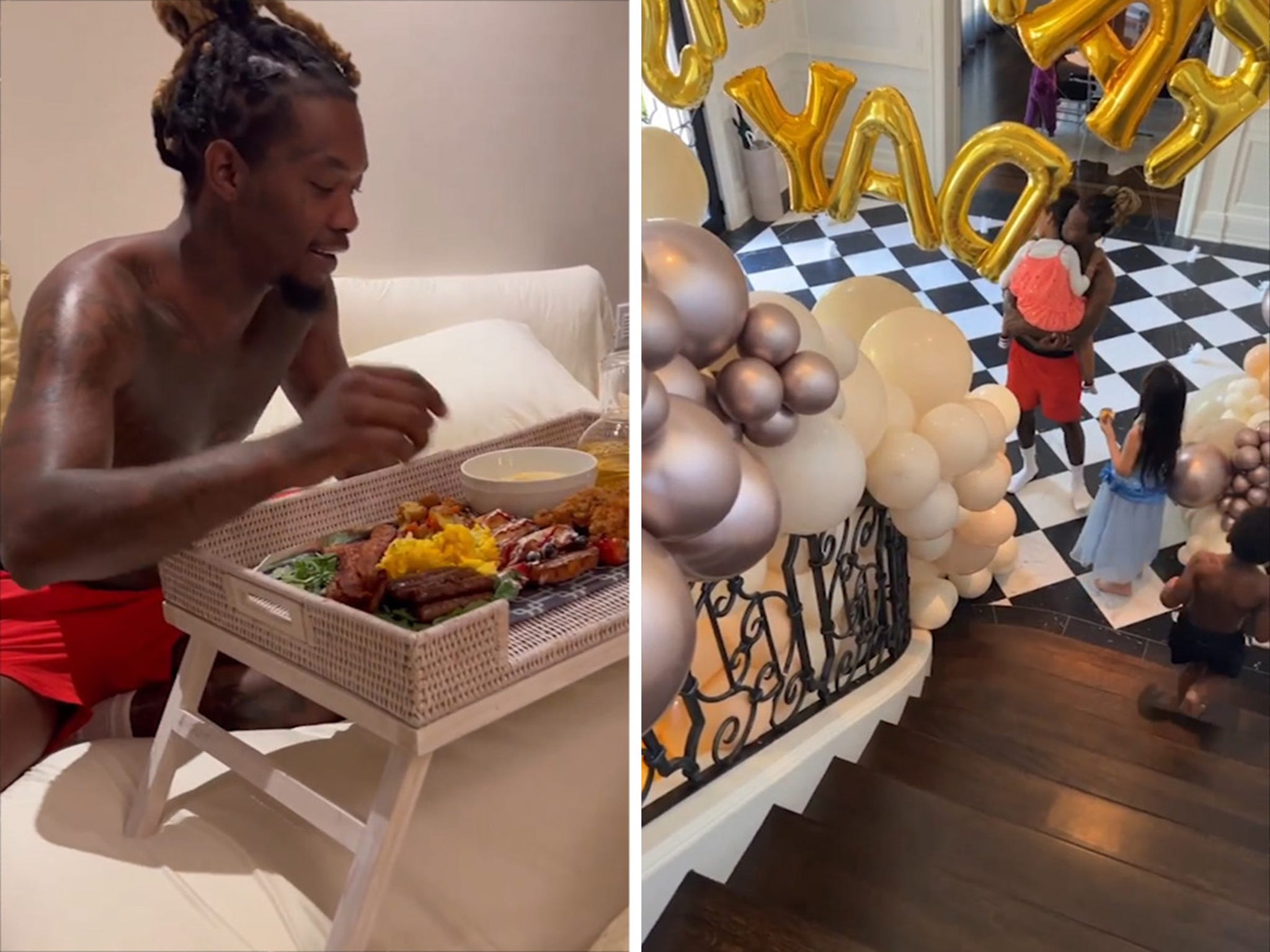 Cardi B & Kids Surprise Offset with Breakfast in Bed for Father's Day