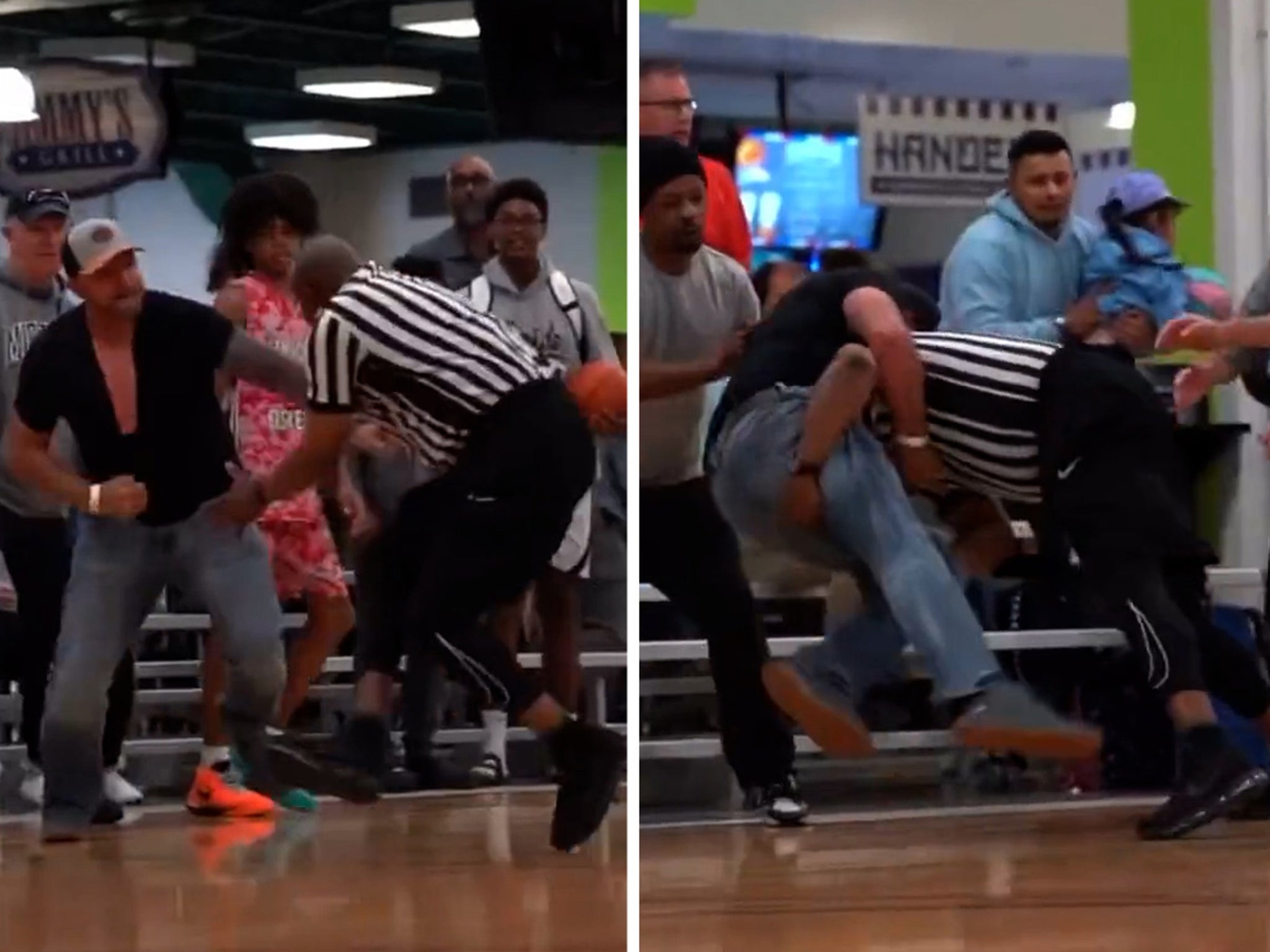 Referee fistfight ends elementary basketball game