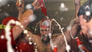 Bryce Harper Celebrating In The Locker Room With Beer Poured All Over Him