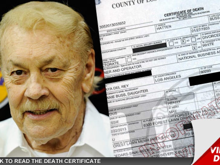 Jerry Buss Death Certificate -- Prostate Cancer Led to Kidney :: 0225-jerry-buss-death-article-getty-1