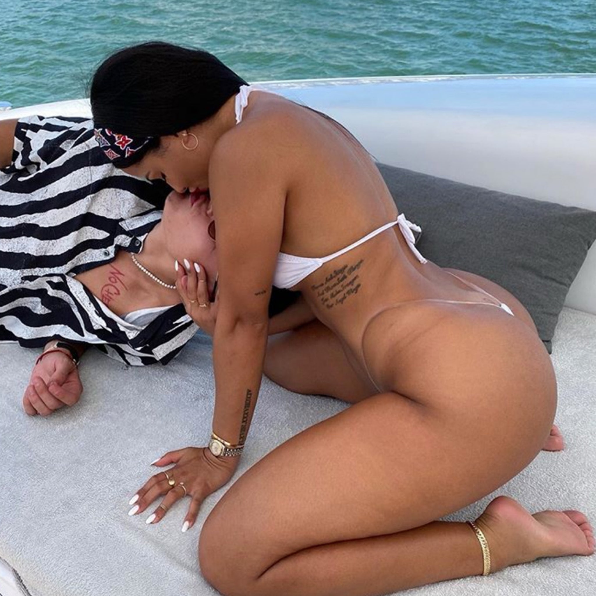 NBAs Tyler Herro Makes Out With Thonged-Out Katya Elise Henry On Boat pic