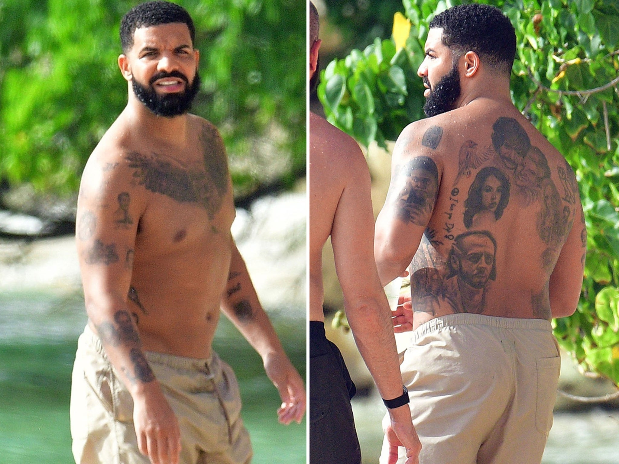 Tatted Up! Drake Shows Off His Back Tattoos