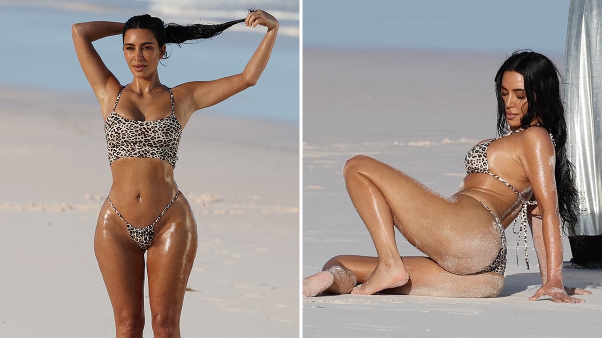 Kim Kardashian Rocks Tiny Leopard-Print Bikini for Bahamas Photoshoot