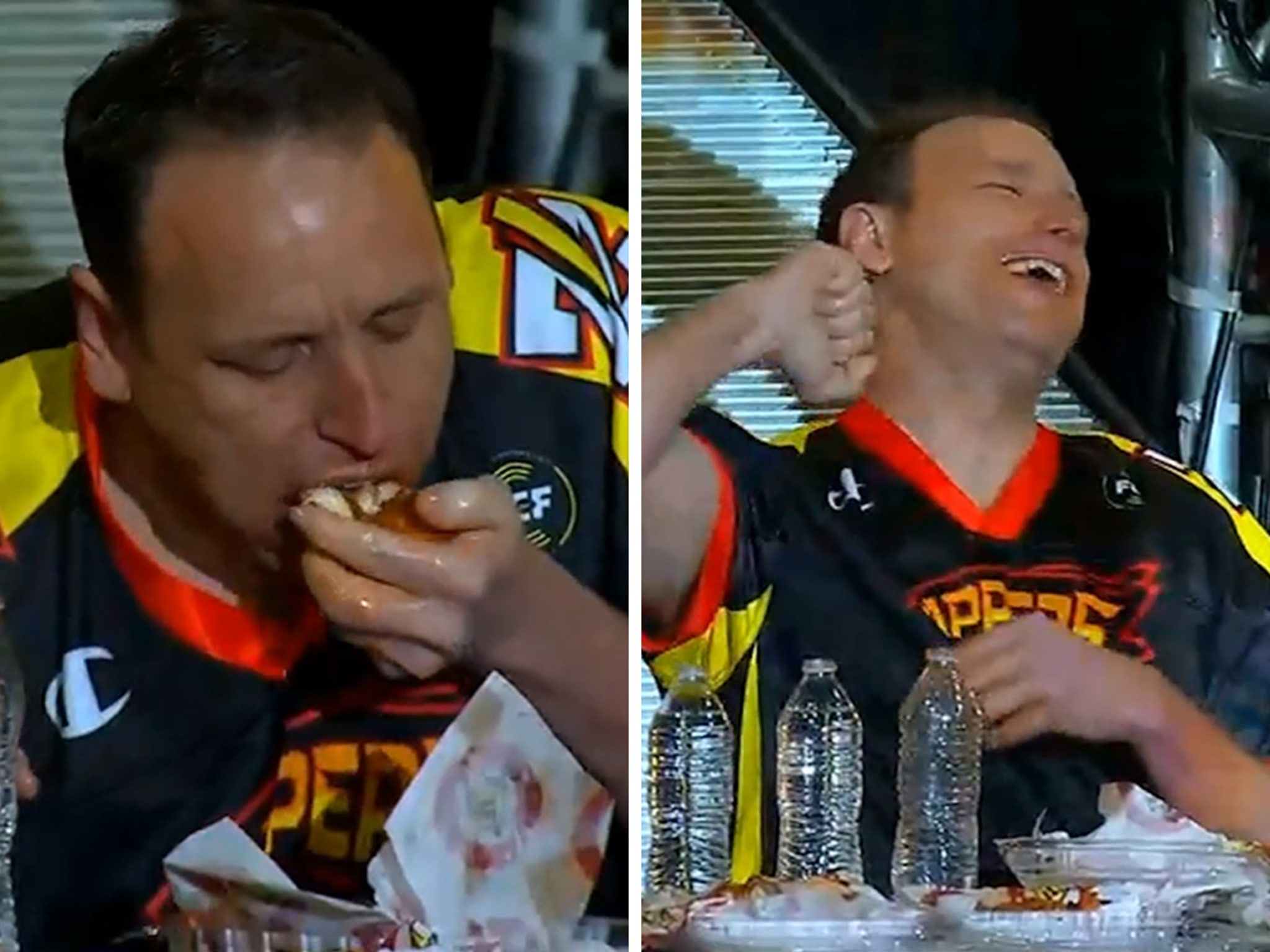 Joey Chestnut tastes defeat again, places 2nd to James Webb in wing eating  contest at National Buffalo Wing Festival