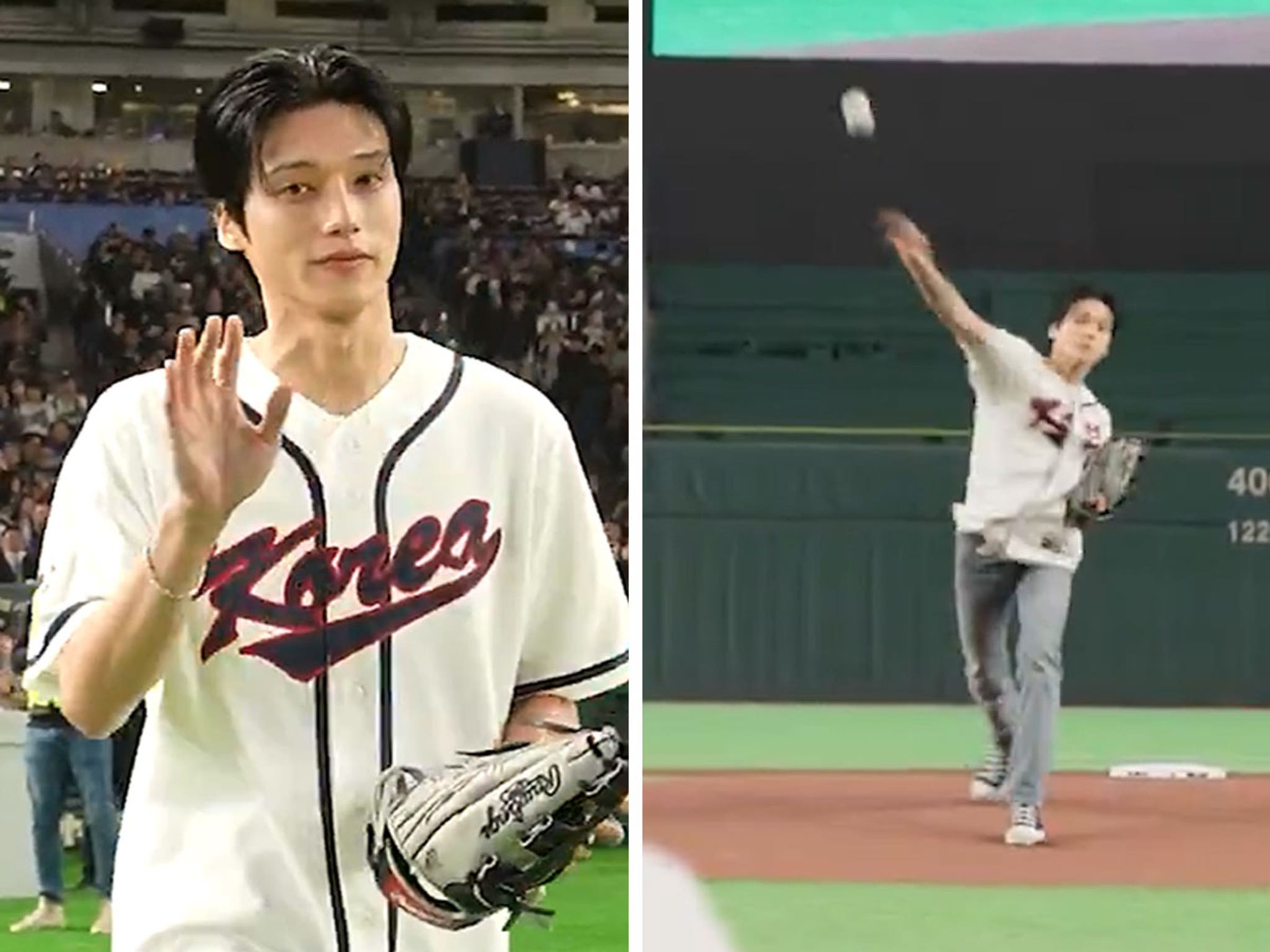 ATEEZ's Wooyoung Throws Solid First Pitch At Team Korea's WBC Game