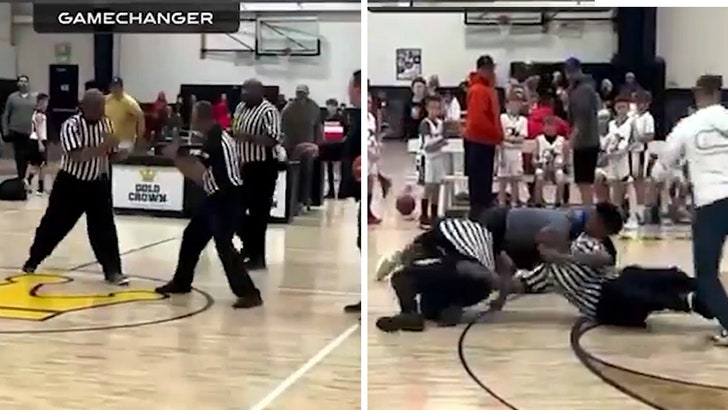 Referee fistfight ends elementary basketball game