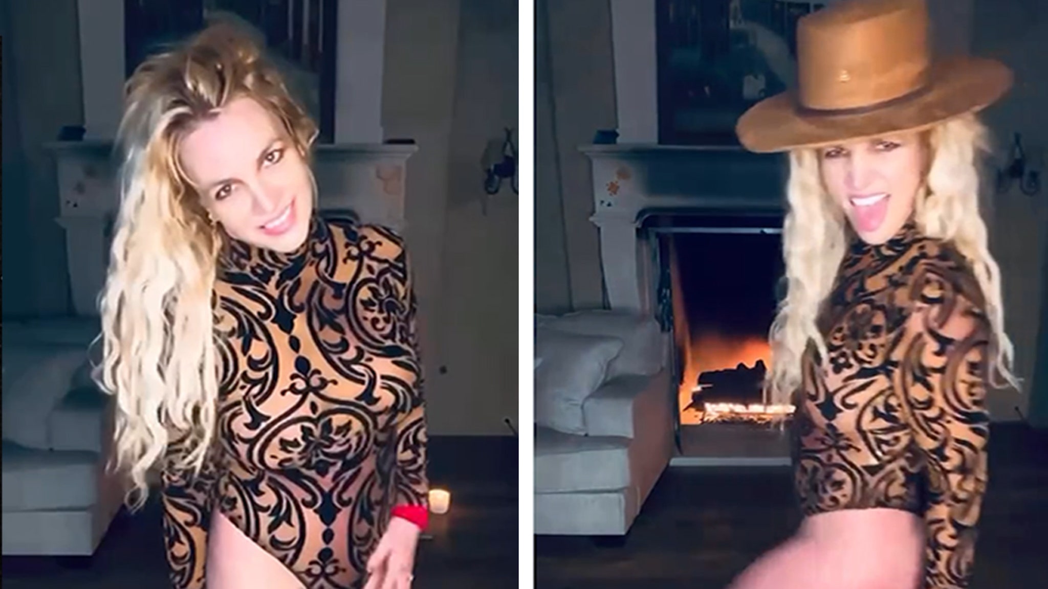 Britney Spears Twerks to Justin Timberlake Song, Very Close to Fireplace