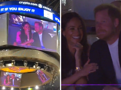 Prince Harry and Meghan Markle at Lakers Game