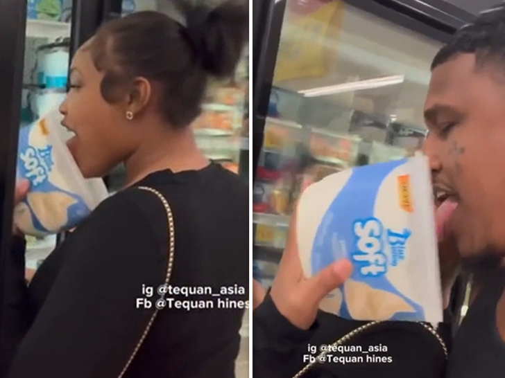 Tequan Hines and Asia couple licking ice cream