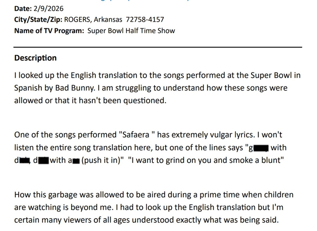 Super Bowl Half Time Complaints 2