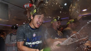 Shohei Ohtani Spraying Champagne In A Locker Room