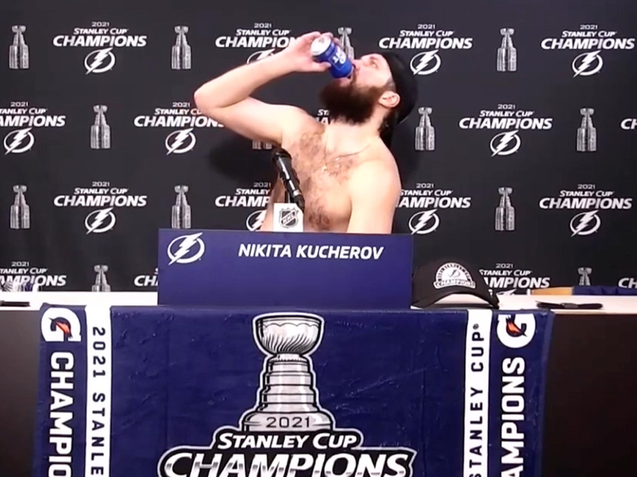 Nikita Kucherov Gives Boozy Presser After Winning Stanley Cup, 'F***in'  Back-To-Back