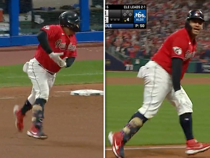 Josh Naylor's home run celebration, explained: Why Guardians DH 'rocks the  baby' after home run off Yankees' Gerrit Cole