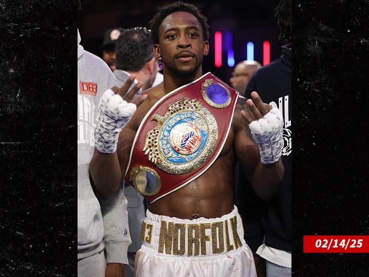 Keyshawn Davis poses with the belt after his knock out of Denys Berinchyk