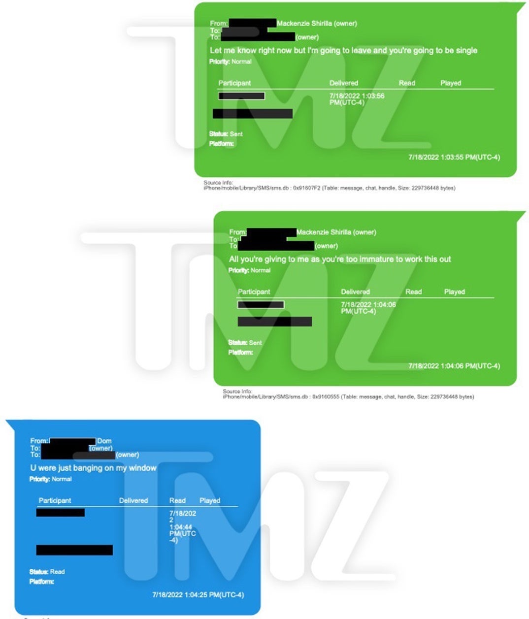 Mackenzie Shirilla Accusing Dominic Russo Texts 0