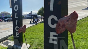 Pig Head Left on a Spike in Front of L.A. Police Station
