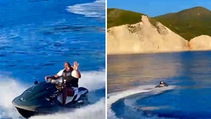 Magic Johnson Sends It On Jet Ski Off Coast Of Greece, 'No Greater Thrill!'