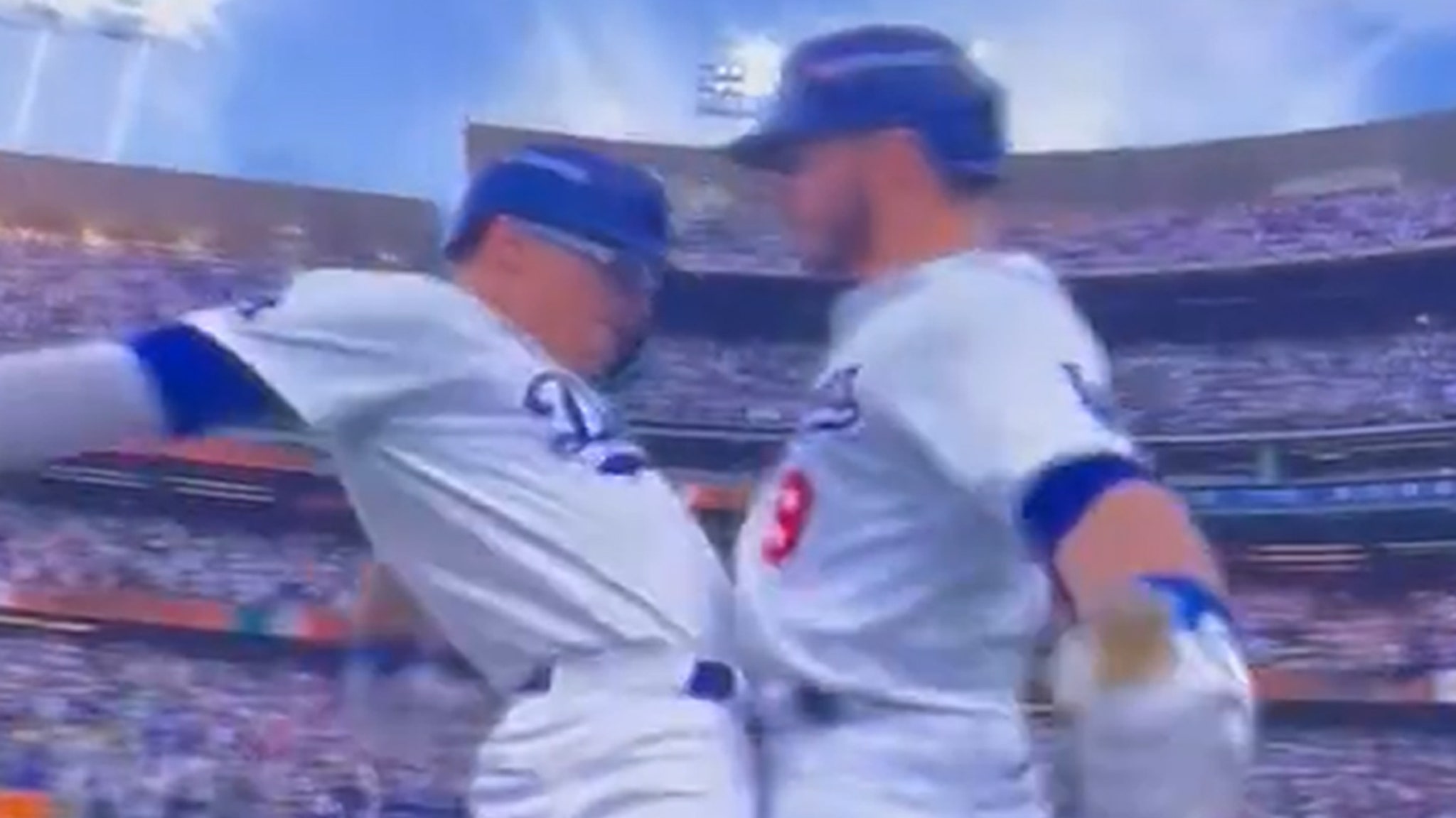 The Dodgers’ groin bump celebration goes viral and divides social media