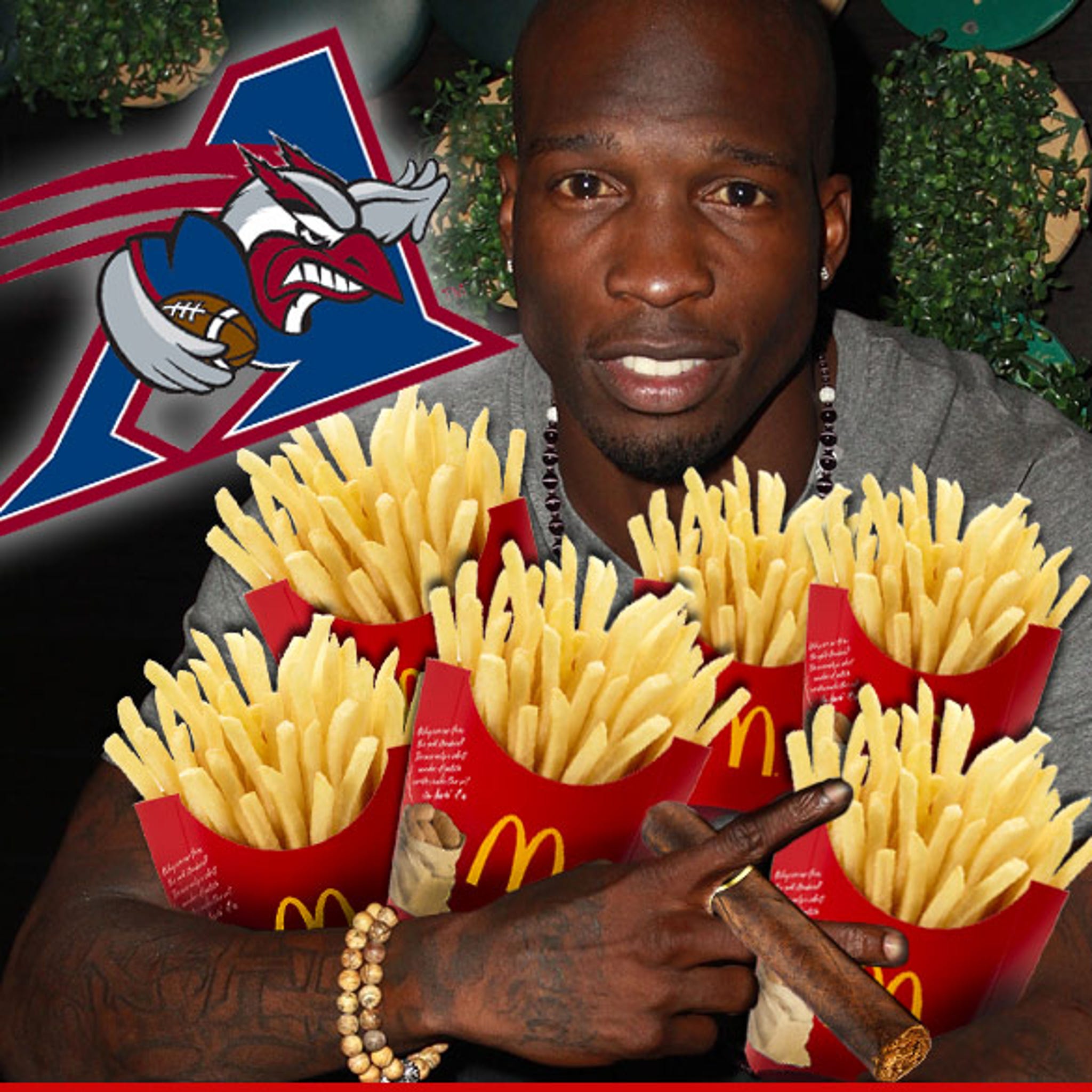 Chad Johnson -- Celebrating CFL Deal with Fast Food and Stogies