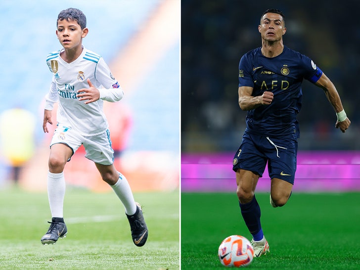 cristiano and cristiano jr playing side by side