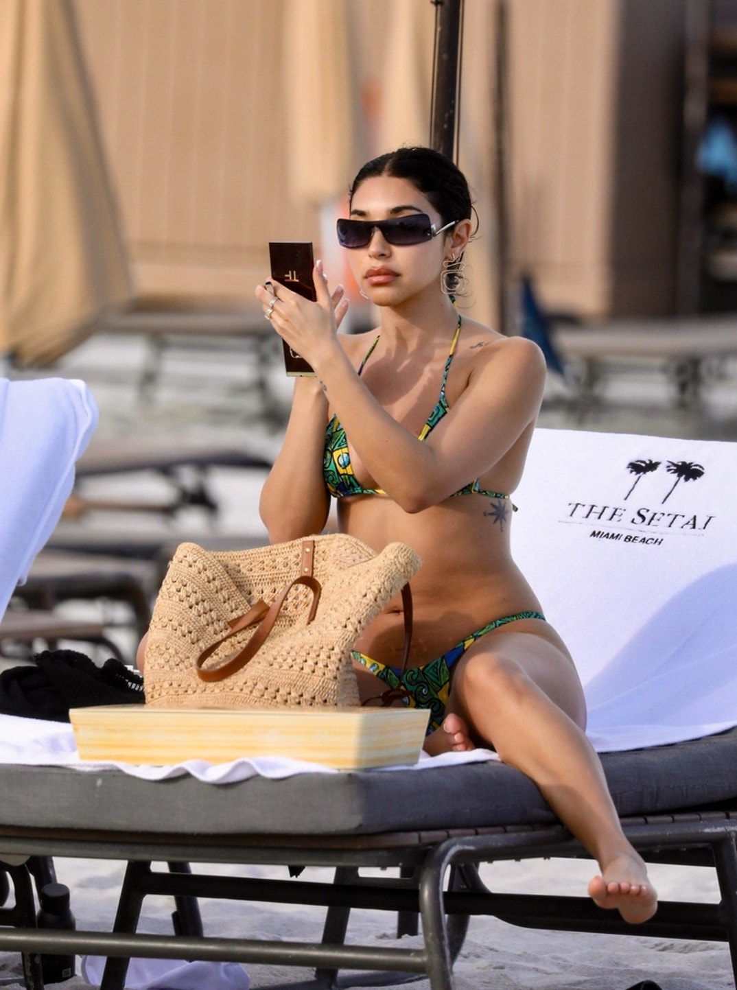 Chantel Jeffries Stringy Bikini Lounging Beach 4