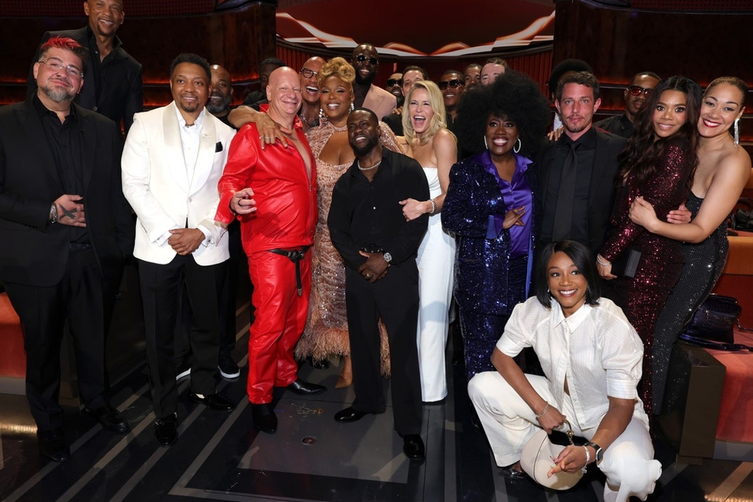 Big Jay Oakerson, Na’lm Lynn, Jeff Ross, Dwayne Johnson, Lizzo, Kevin Hart, Draymond Green, Pete Davidson, Chelsea Handler, Ron Boss Everline, Mustapha Farrakhan, Jr., Shane Gillis, Sheryl Underwood, Tiffany Haddish, Tony Hinchliffe, Duane Martin, Regina Hall and Cynthia Kaye McWilliams attend Netflix Is A Joke Festival Presents: The Roast of Kevin Hart
