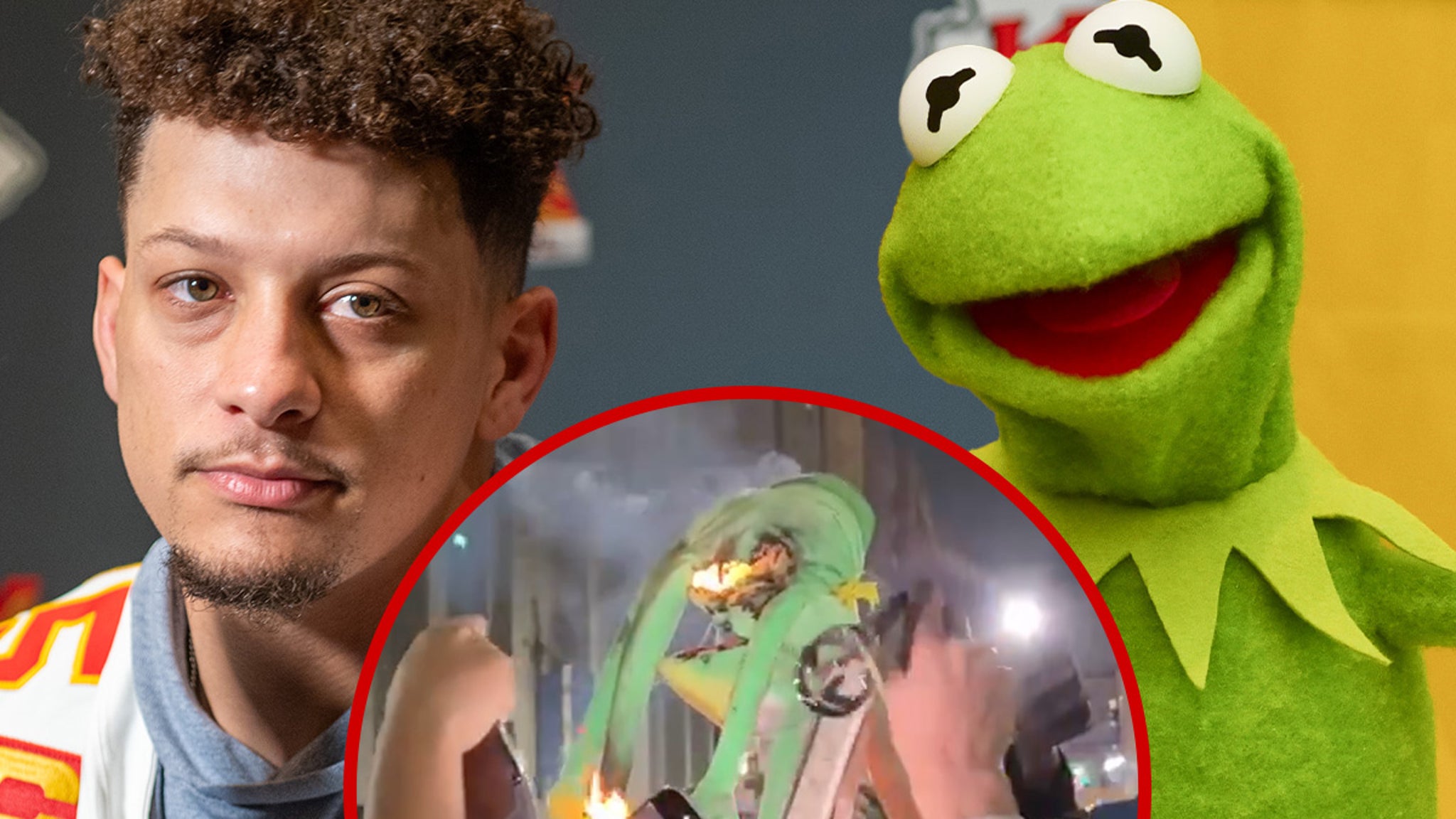 Penggemar Eagle Troll Patrick Mahomes, membakar Kermit Puppet setelah SB Lix menang