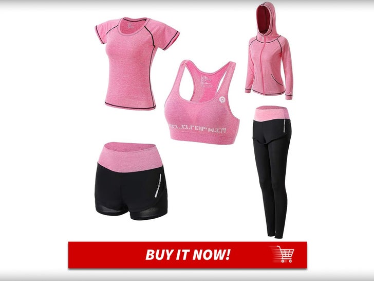 Conjunto de roupas de treino feminino 5 PCs Exercício de roupas atléticas