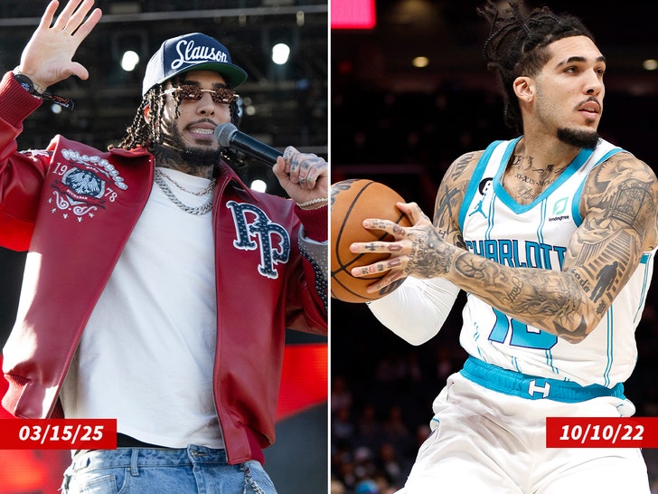 liangelo ball rapping playing basketball getty