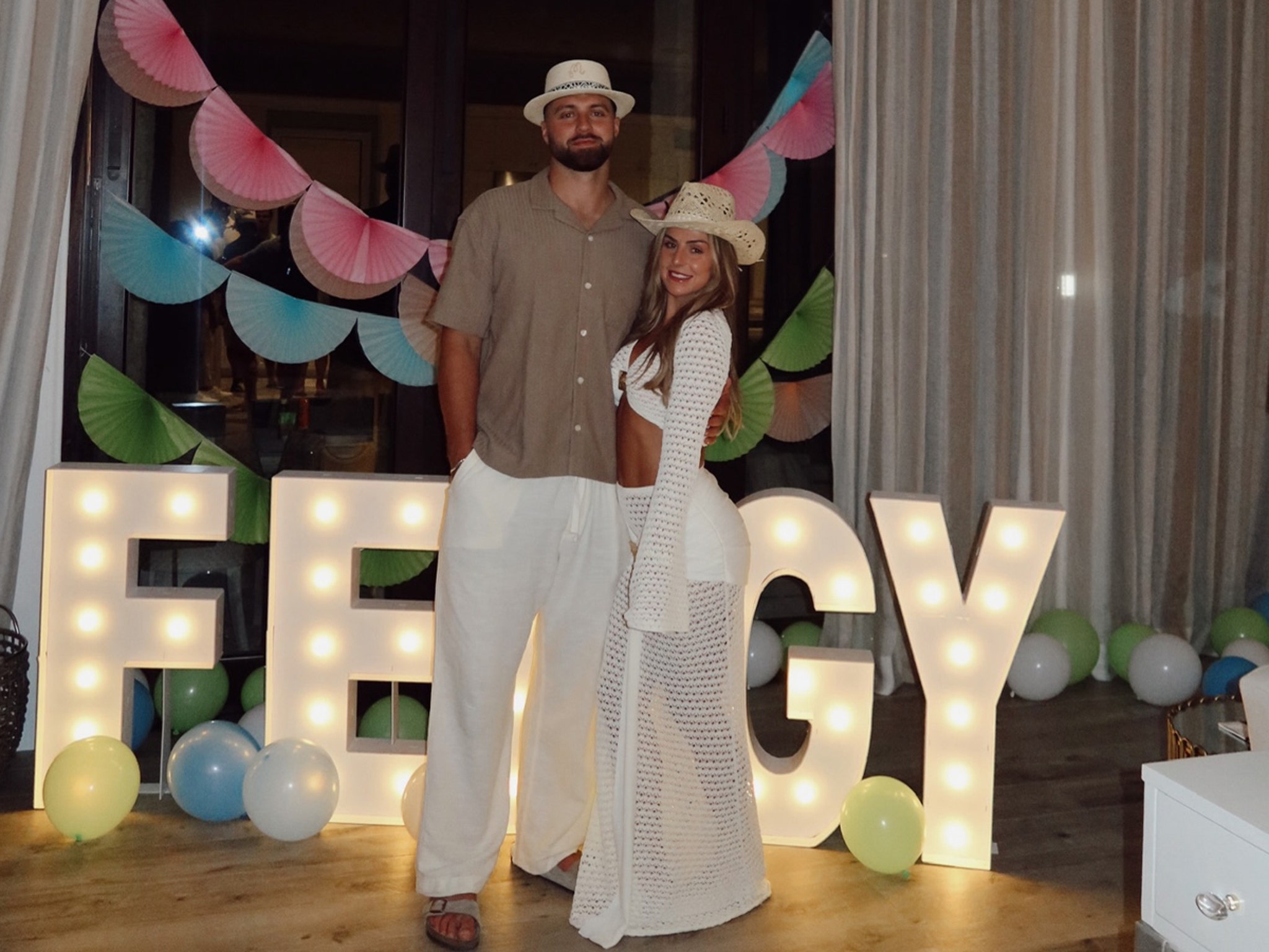 Haley Cavinder in white string bikini at her Bahamas bachelorette party with Jake Ferguson