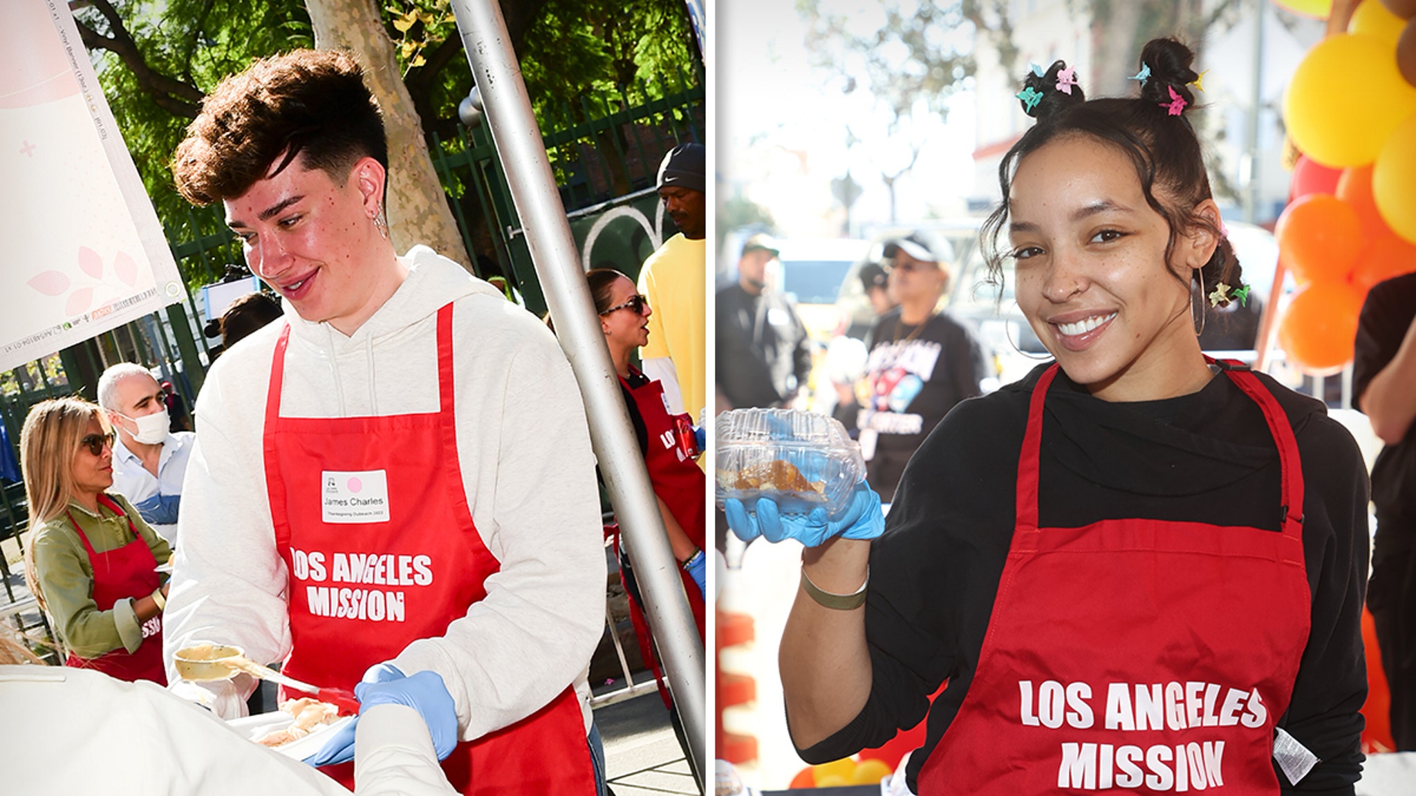 Thanksgiving celebrities serve meals to the homeless on Skid Row