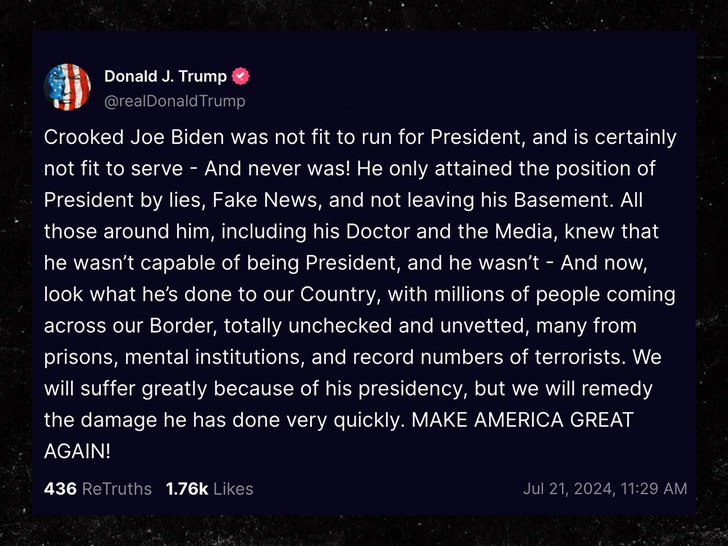donald trump tweets about biden dropping out