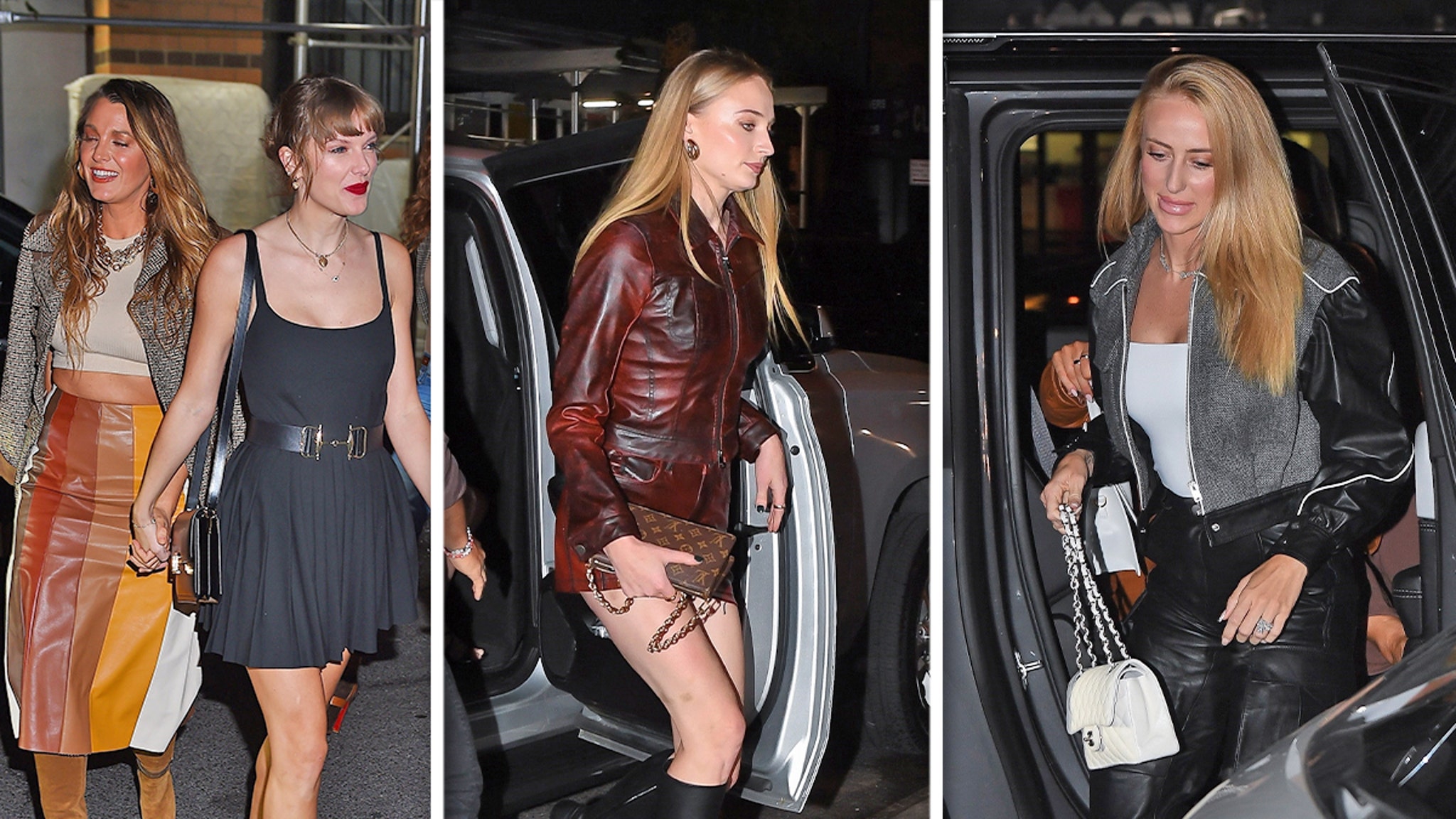 泰勒·斯威夫特 (Taylor Swift) 与索菲·特纳 (Sophie Turner)、布蕾克·莱弗利 (Blake Lively) 和布列塔尼·马霍姆斯 (Brittany Mahomes) 在纽约共进晚餐