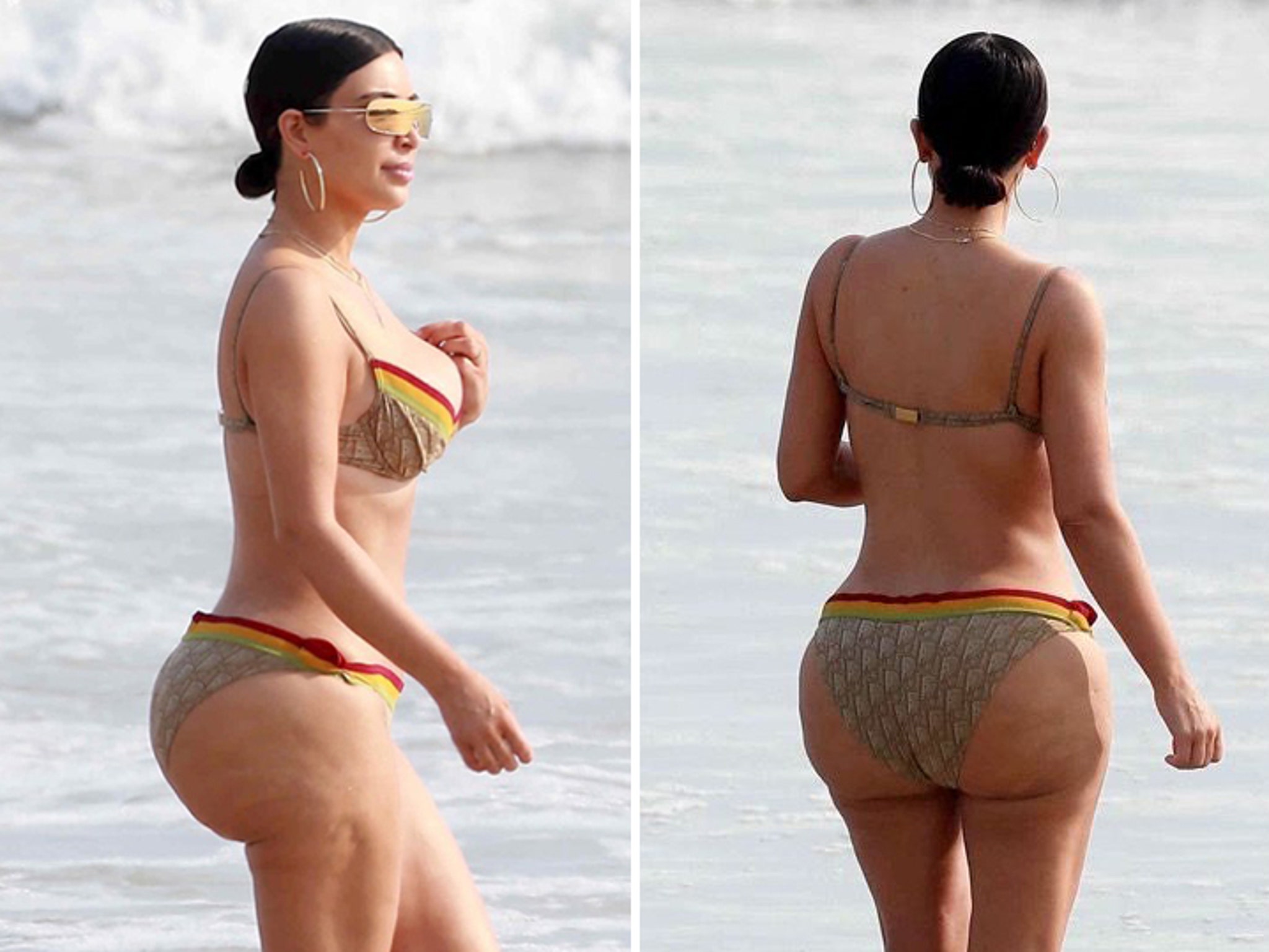 Kim and Kourtney Kardashian Strip Down to Bikinis in Mexico