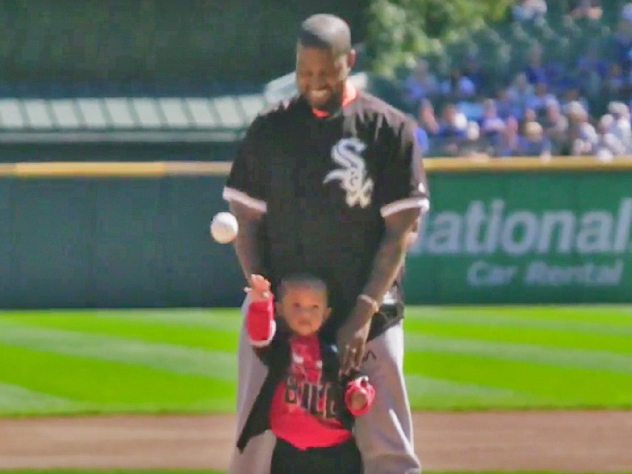 Kanye & Saint West Throw First Pitch at Chicago White Sox Game