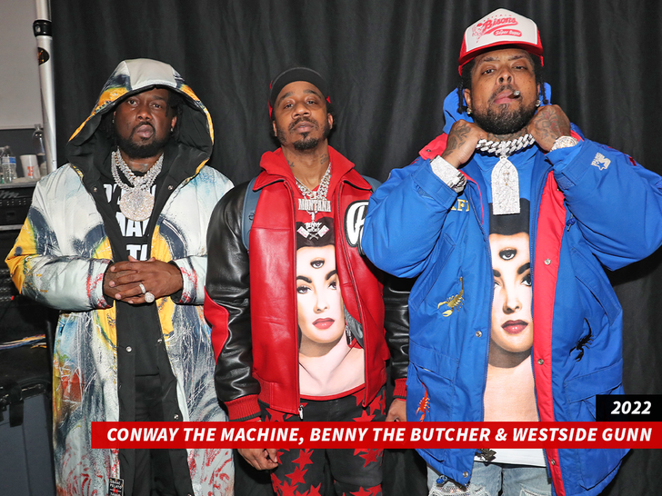 Conway The Machine, Benny The Butcher, and Westside Gunn  sub getty swipe
