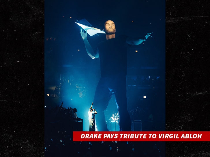 Drake wearing Virgil Abloh hologram at his concert 