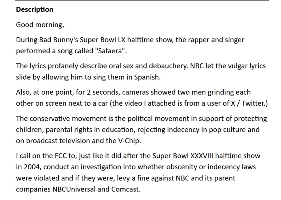 Super Bowl Half Time Complaints 17
