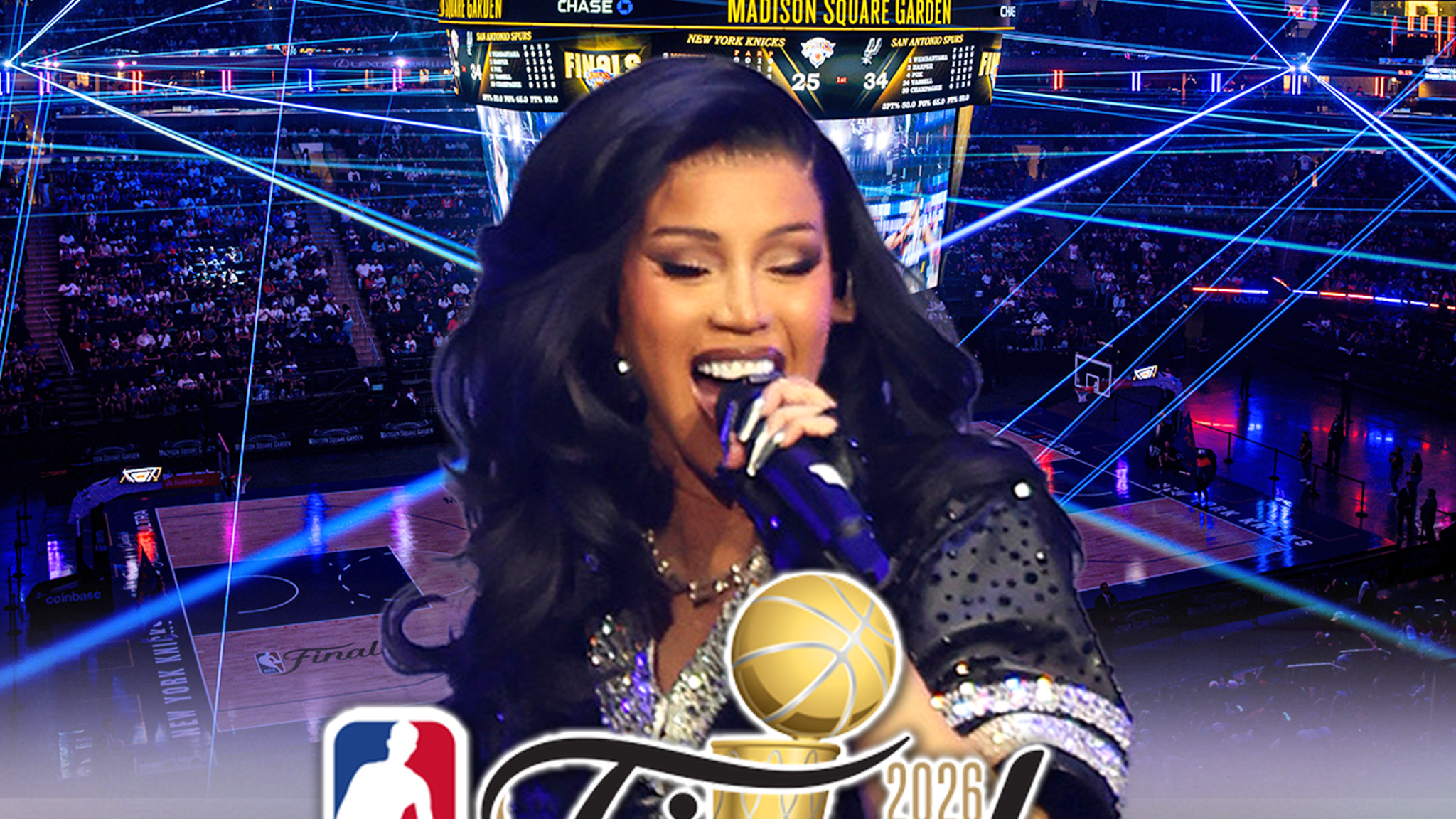 Cardi B Performing Halftime Show at NBA Finals Game 3 Between Knicks and Spurs