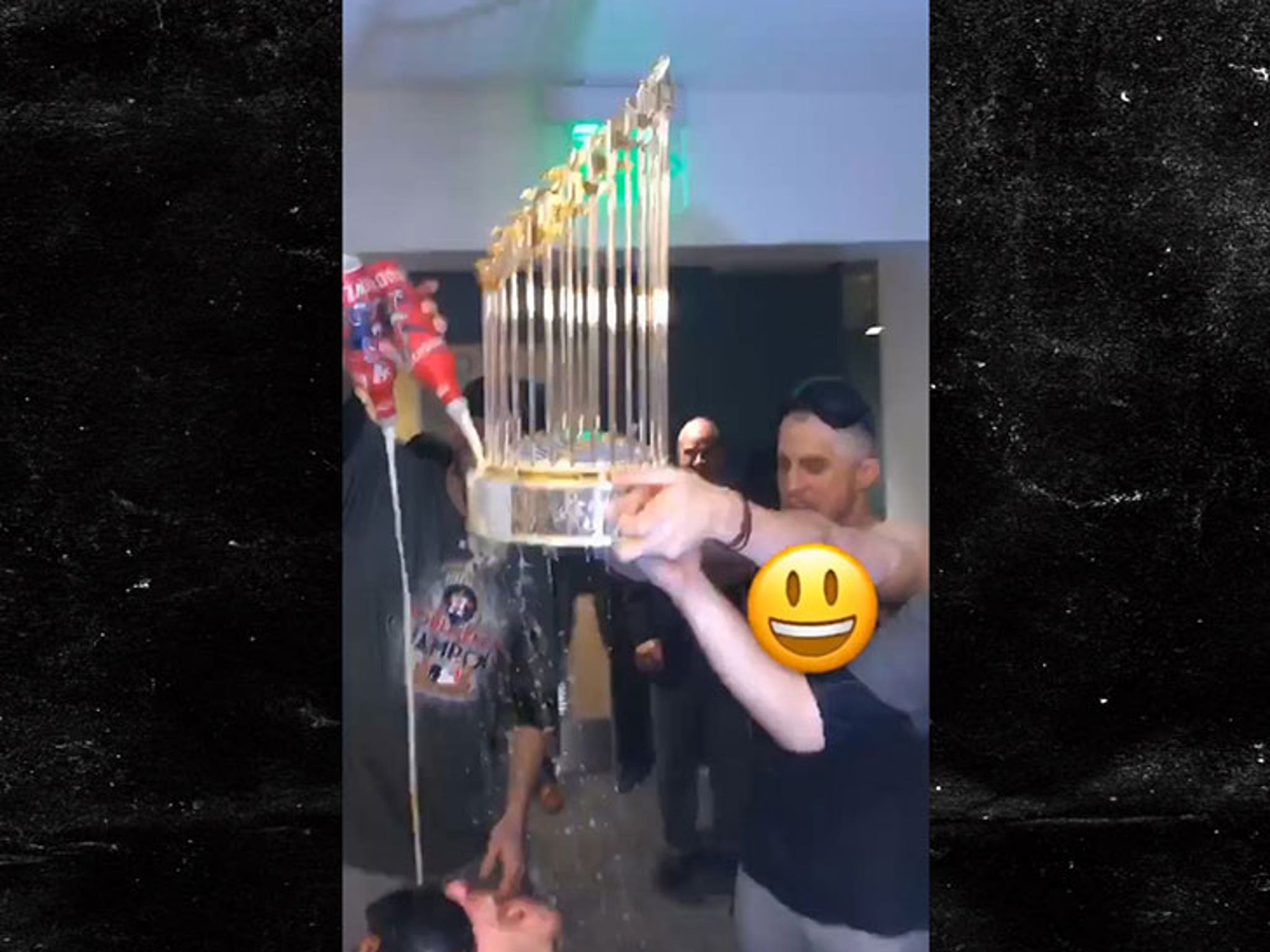 LOOK: Astros players use brooms in locker room to celebrate sweep